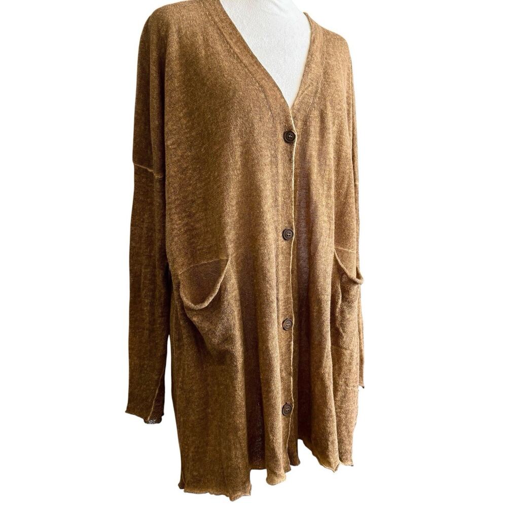 Mj Watson Linen Cotton Brown Cardigan Italy M